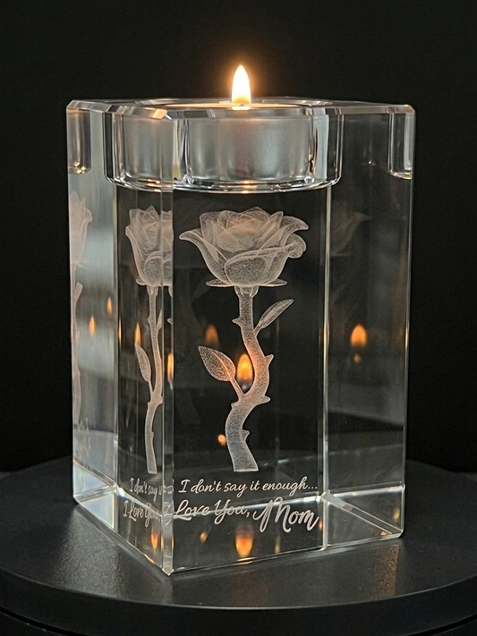 Personalized 3D Candle Holder Crystal