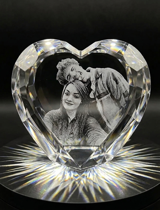 Personalized 3D Glass Heart Crystal